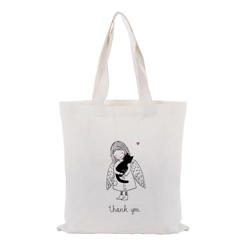 ILLUSTRATION Handbag Canvas Tote Bag Daily Use DIY Custom Print Logo Eco Ecologicas Reusable Shopper Bag Recycle