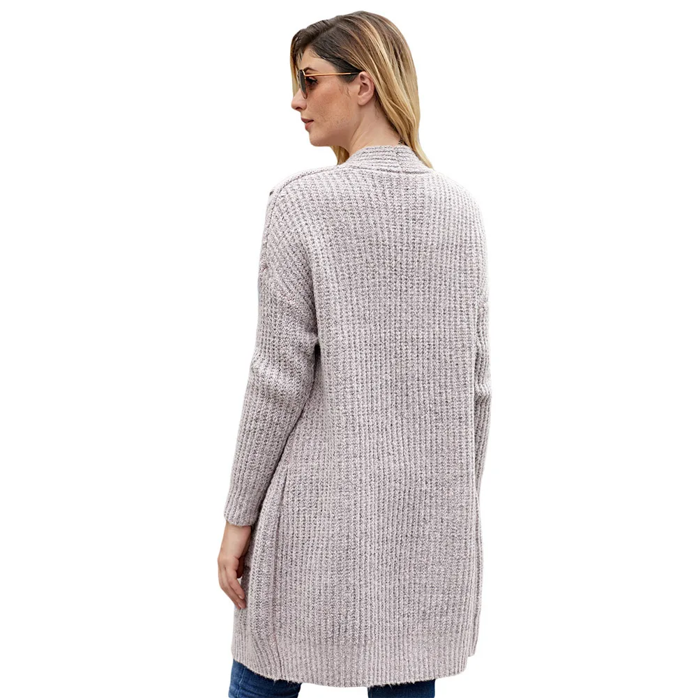 Autumn And Winter New Medium And Long Cardigan Twisted Knitting Women's Sweater, Solid Color Loose Coat