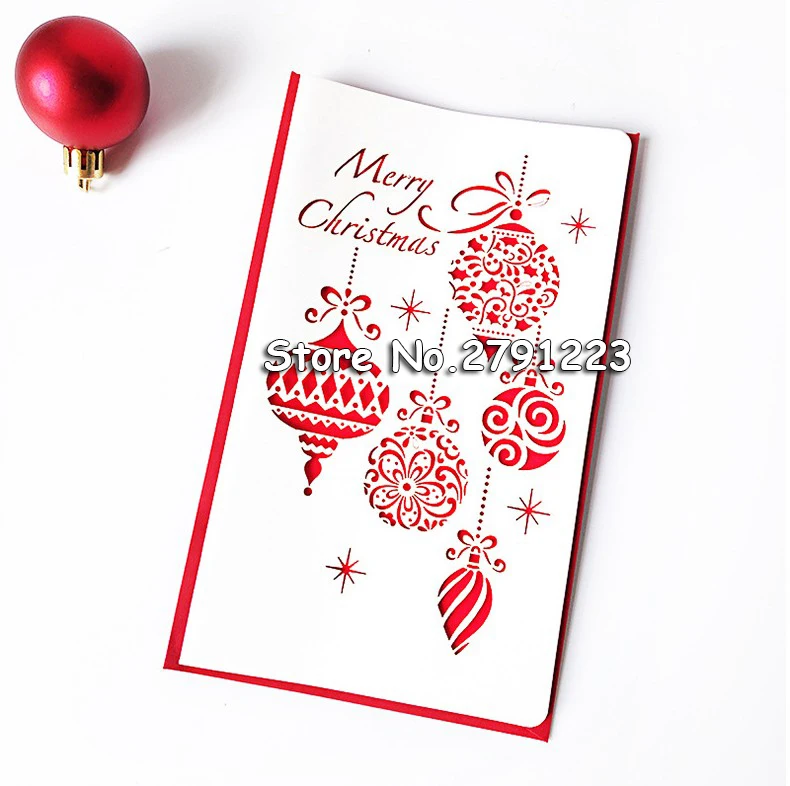 6 шт./компл. китайский Стиль Бумага резки рождественские открытки складной Xmas благословение Конверт Карты для год Рождественский подарок