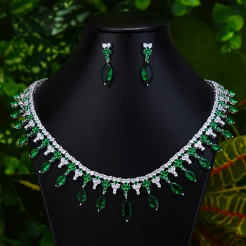 

GODKI Engagement Drop Necklace Earring Set Jewelry Sets For Women Wedding Luxury Full Cubic Zircon Dubai Bridal Jewelry Set 2020