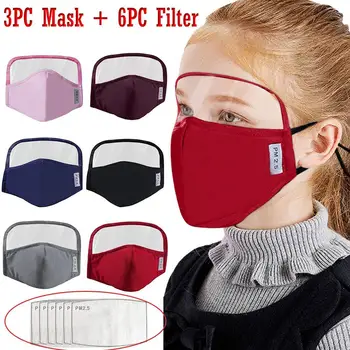 

3pc face sheild kids Cotton Maks Dustproof Washable Integrated With Goggles Mask Costumes Cosplay Masks