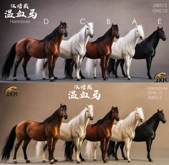 

IN stock 1/12 Scale JXK013 Hannover Horse Warmblood Anime Statue Palm Figure Toys with Harness Collectible Fit 6'' Figure doll