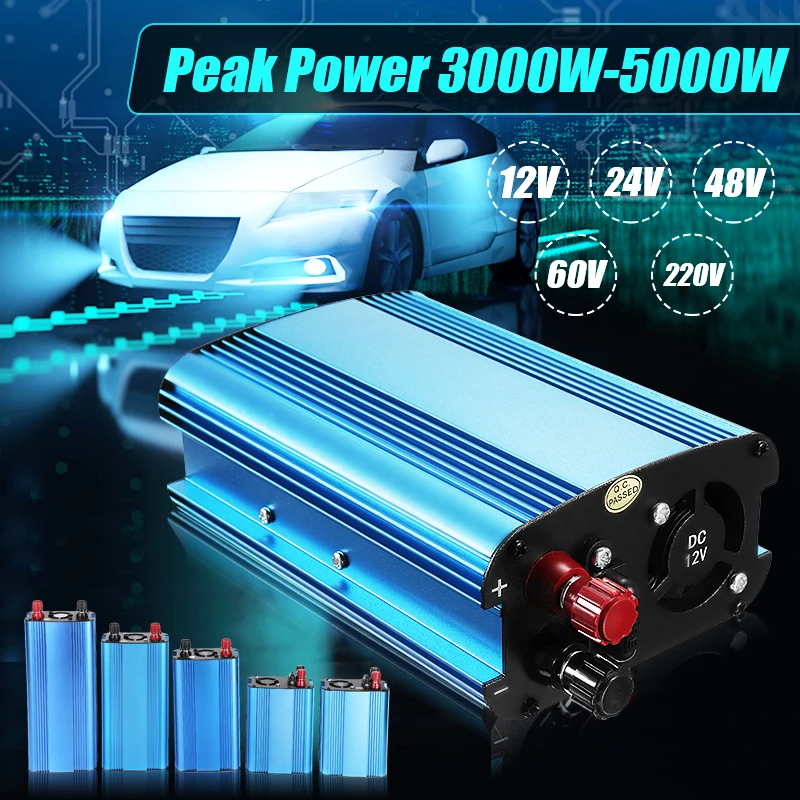 Инвертор 3000 Вт ac/DC 12/24 V/48 V/60 V до 220V Солнечный Мощность инвертор Напряжение трансформатор исправлены строкой волна универсальным преобразователем