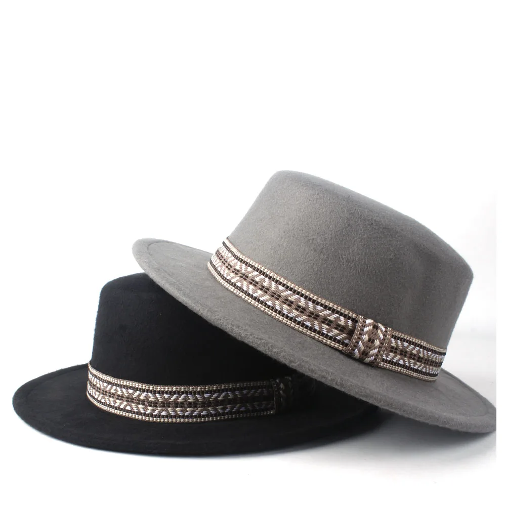 Новая мужская и женская мода Fedora гладкая шляпа Зимняя широкоугольная шляпка для церкви шерсть фетровый, Джазовый головной убор Панама чародейная шляпа размер 56-58 см