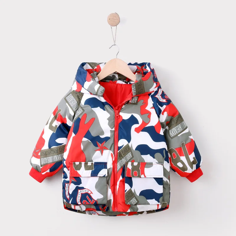 

CYSINCOS Camouflage Short Boy Girl Jacket Winter Warm Down Jacket For Children Coat Kid Hooded Outwear Coat For Boy Girl Clothes
