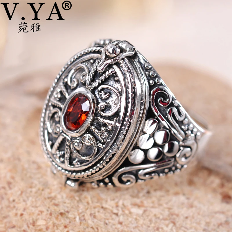 V.YA, 925, серебряное кольцо Gawu в коробке, красный циркон, серебряные ювелирные изделия,, Серебро S925 пробы, буддийские Писания, кольца для женщин