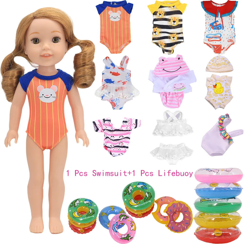 Кукла в купальнике (дается 1 спасательный круг случайным образом!) для 14 5 дюймовых