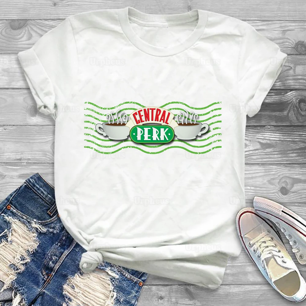 Забавная футболка с графическим принтом Friends Central Perk Coffee Cup 100% хлопок | Женская