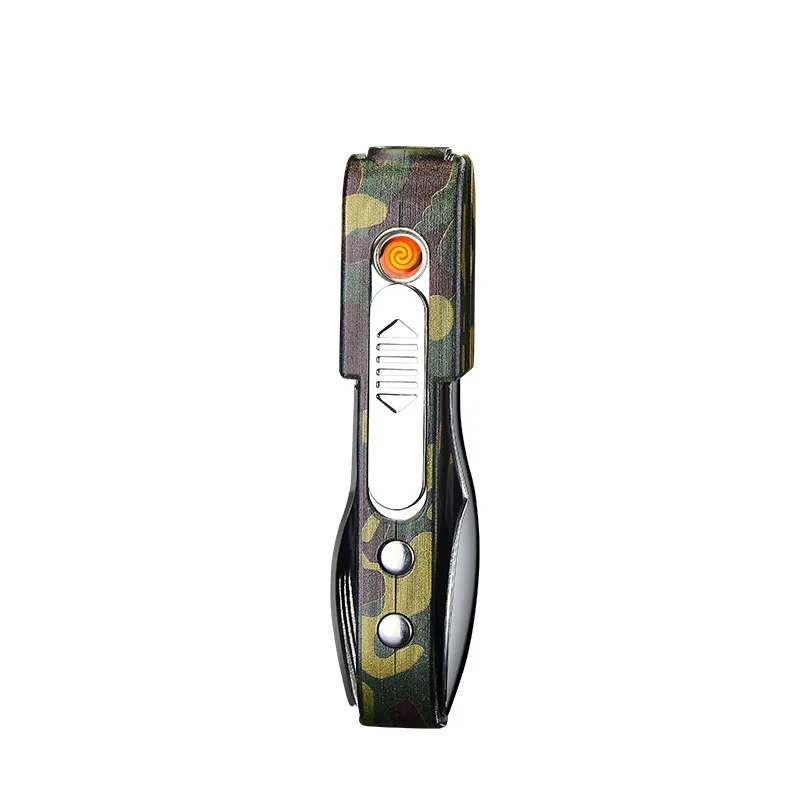 Camouflage Многофункциональная Зажигалка usb зарядка металлические ветрозащитные зажигалки беспламенный портативный прикуриватель для наружных гаджетов для мужчин - Цвет: Camouflage