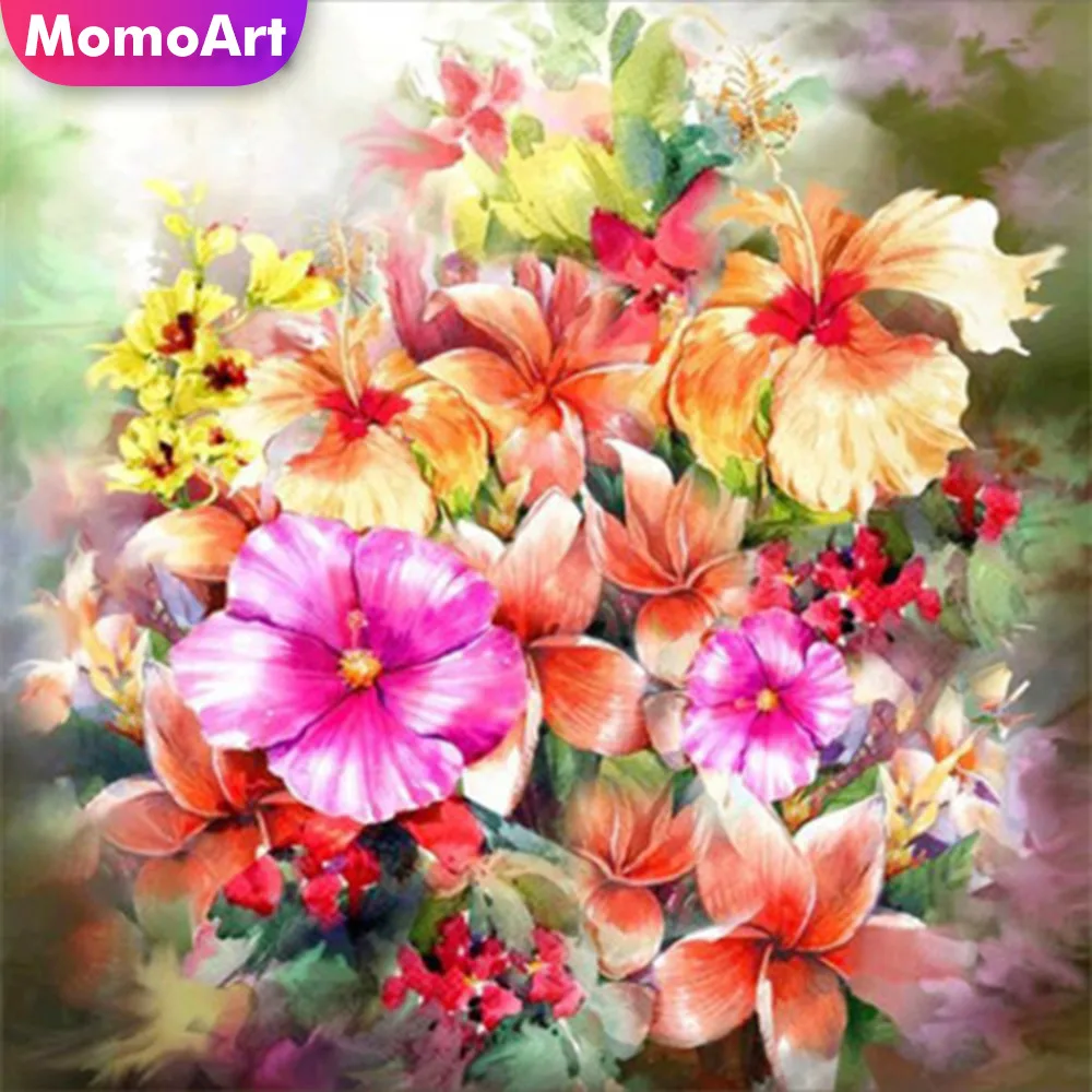 

MomoArt DIY Needlework Diamond Painting Flower Cross Stitch Embroidery Square Full Rhinestone Mosaic Weeding Decoration