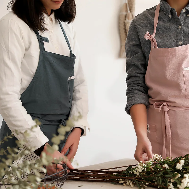 2020 New Nordic Wind Adult Unisex Cotton Long Apron Bib Coffee Shops and Flower Shops Work Cleaning Aprons for Woman