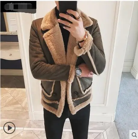 

2019 winter new men's fur wool fur one jacket Europe and the United States winter men's fashion motorcycle fur coat