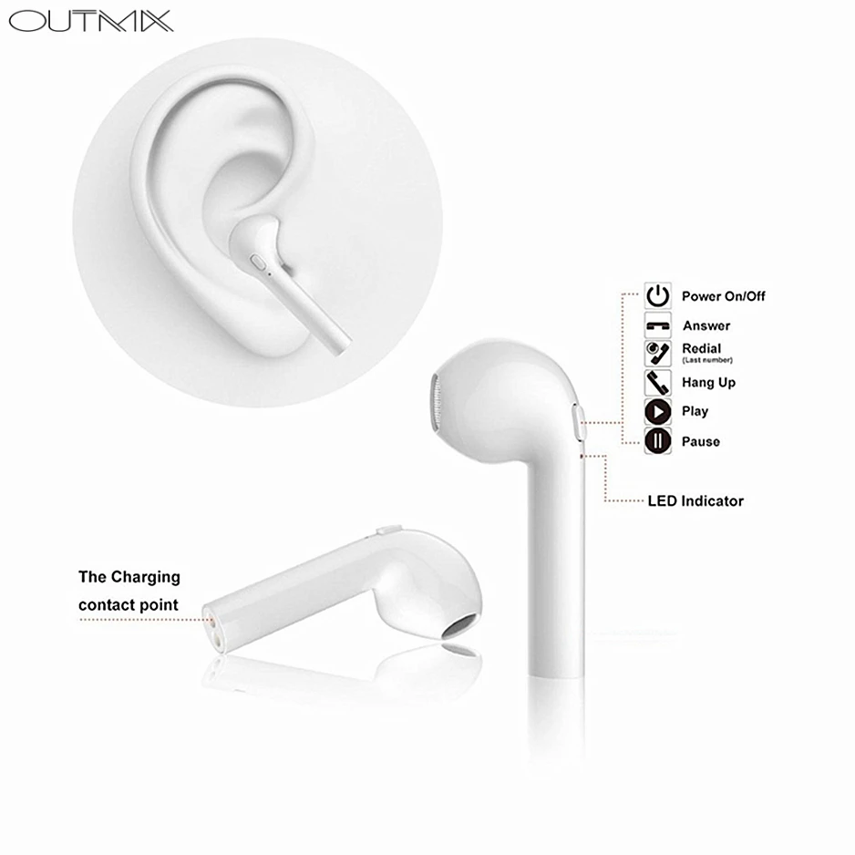 

811G OUTMIX Earphones Mini Wireless Earbuds Sport Handsfree Earphone Cordless Headset with Charging Box for xiaomi Phone