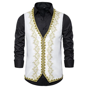 

Fashionable men's vests beautifully designed jacquard embroidery classic palace vests wedding singer prom suit vests