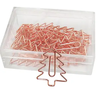 

20PCS Paper Clips Christmas Tree Bow Envelope Cactus Clips Rose Gold Office Accessories for Scrapbook Notebook