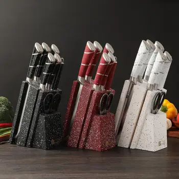 

New 7 In 1 Kitchen Knife Stainless Steel Utility Chef Knives Set Gift Box Japanese Slicing Kitchen Dining Bar Cookware Sharpener