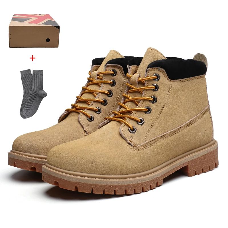 Обувь; мужские ботинки Martens; замшевая зимняя теплая обувь; мужские ботильоны в байкерском стиле; классические мужские оксфорды; зимняя обувь; мужские рабочие ботинки - Цвет: Box brown