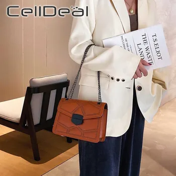 

1 Pcs Vintage Casual Rivet Chain Crossbody Bags for Women More Color To Choose PU Leather 2 Styles Classic Solid Fashion Bag