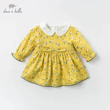 Dave bella/DBM12837; весеннее платье принцессы с милым бантом и цветочным рисунком для маленьких девочек; детское модное праздничное платье; одежда в стиле Лолиты для маленьких детей