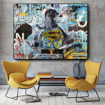 

Abstract Graffiti Superman Poster Nordic Pop Art Canvas Painting Banksy Posters and Prints Wall Pictures for Living Room