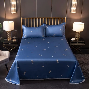 

Luxury Bedding Sheet Home Textile Printing Solid Color Flat Bedding Linen for King Queen Size No Pillowcases