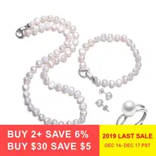 DAIMI, набор из жемчуга в стиле барокко, 8-9 мм., ювелирные наборы из пресноводного жемчуга для женщин, вечерние ювелирные изделия с застежкой в виде сердца, длинное ожерелье