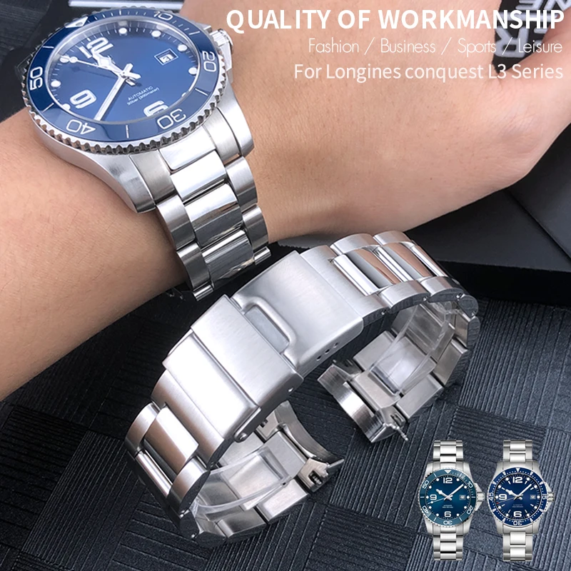 Bracelet de montre en acier inoxydable, 21mm, haute qualité, adapté à  Longines L3, hydroquest L3.782.4, 781, extrémité incurvée, métal solide |  AliExpress
