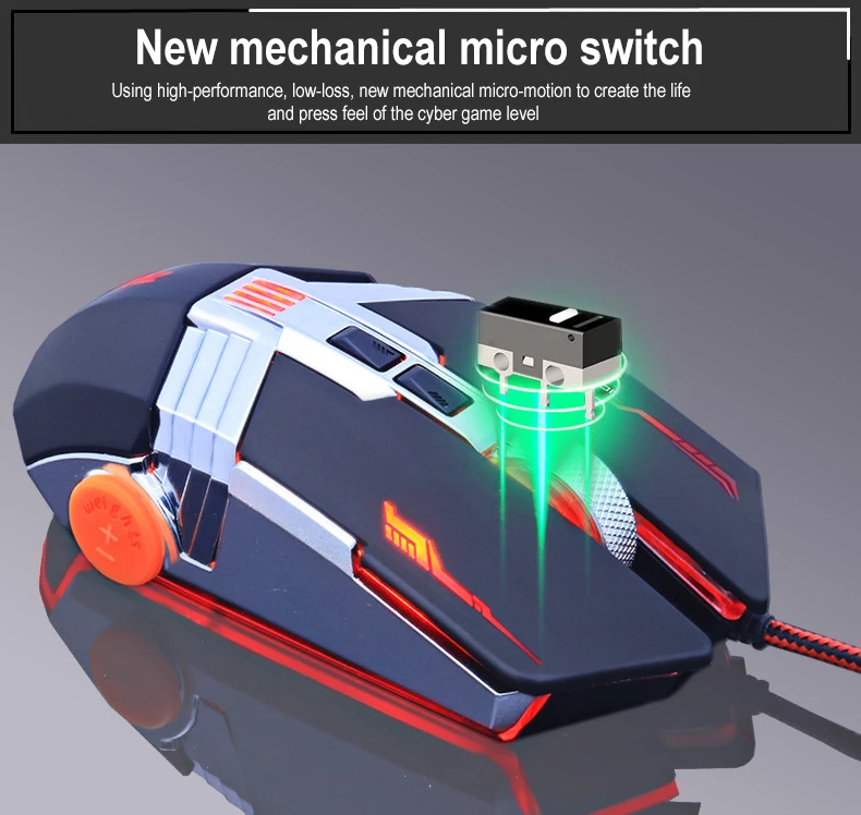 Новая игровая мышь, проводная профессиональная 8D FPS мышь, 4800 dpi, эргономика, Регулируемый Оптический светодиодный usb-кабель для компьютера, мыши для ноутбука