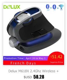 Delux M618X 2,4 Ghz Беспроводная+ Bluetooth 3,0/4,0 многомодовая мышь эргономичная Вертикальная перезаряжаемая Компьютерная лазерная 6D Mause