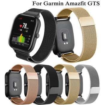 

new sport 20mm Width Stainles Steel watch Band for Huami Amazfit GTS new fashion Milanese Wristband Metal Magnetic Release Strap