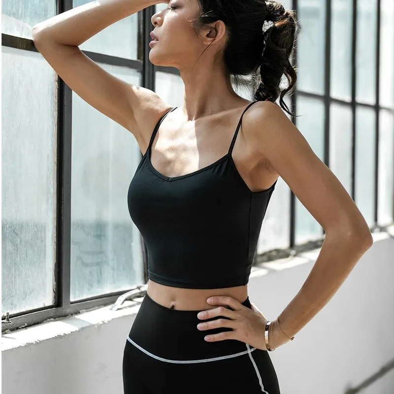 Big Backless Crop Top Sports Tank Women Fitness Gym Push Up Bra Running Jogger Vest Sexy Yoga Padded Tops Camisole sports bra yoga top sports tank