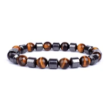  Double Hematite Tiger's Eye Bracelets Men Tiger Eye & Hematite Charm Bracelets for Women Natural Energy Stone Bracelet Jewelry 