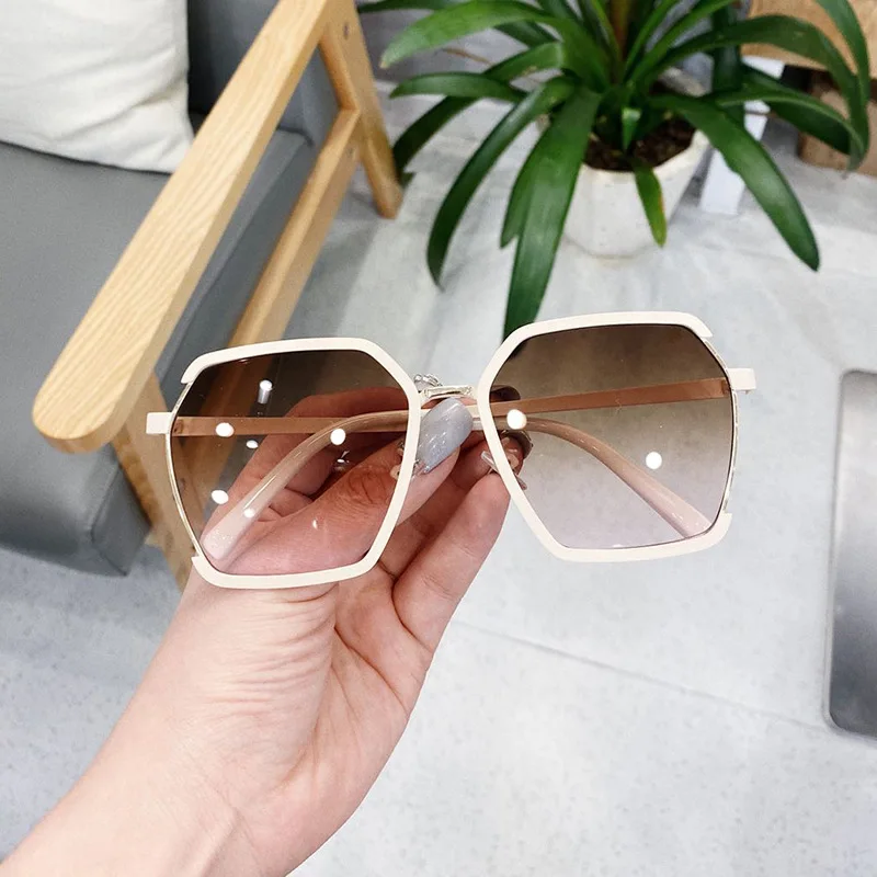 best sunglasses for women YOOSKE Polygonal Sunglasses Women Luxury Brand Designer Metal Irregular Glasses Ladies Anti Ultraviolet Sun Glasses UV400 Color big cat eye sunglasses