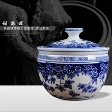 Цзиндэчжэнь керамика ручной работы Китай ремесло поставки ваза украшения традиционное ремесло синий и белый фарфор резервуар для хранения 12