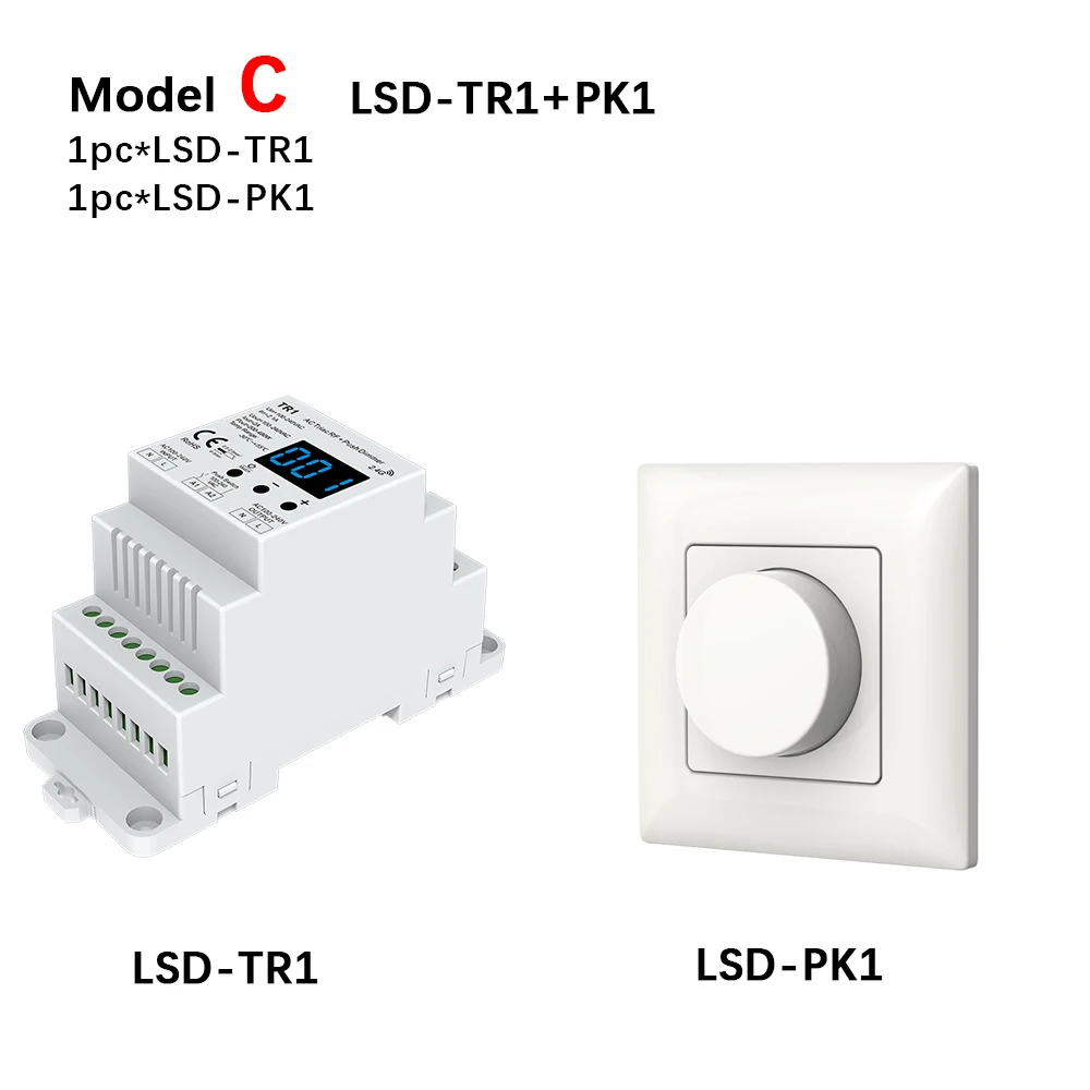 TR1 светодиодный симисторный диммер 220 в пульт управления силой тока в розетке высокого напряжения входной диммер для светодиодной подсветки din-рейки Tri пульт управления силой тока в розетке 100-240VAC выход - Цвет: Model C