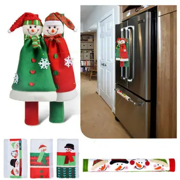 

4PCS Cloak Refrigerator Microwave Oven Door Handle Covers Set Home Kitchen Appliance Protector Snowman Christmas Xmas Decor