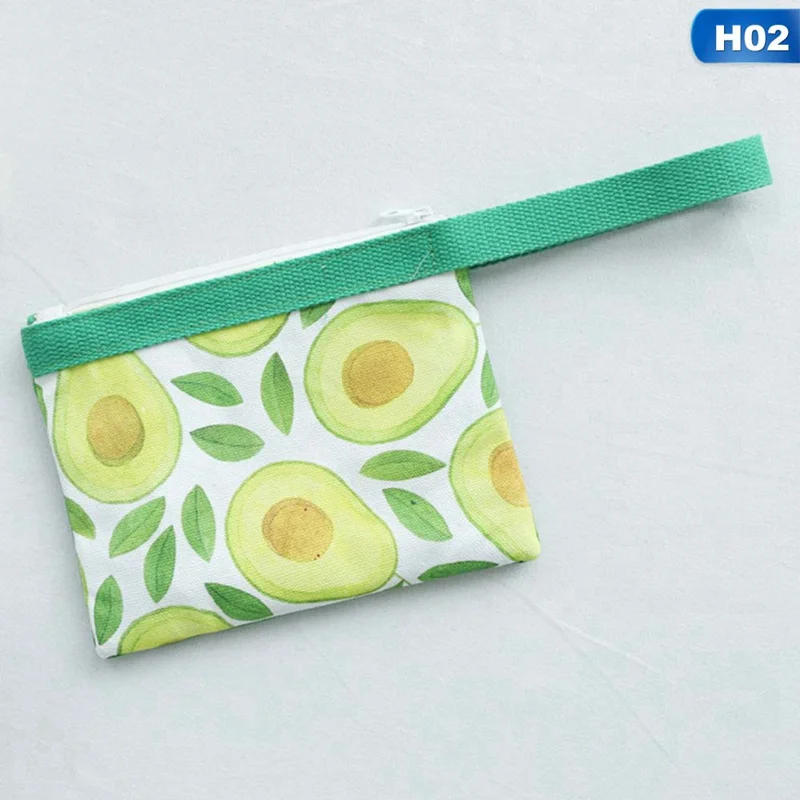 H02 Fruit Print Clutch Cotton Cell Phone Bag Coin Purse Fresh Fruit Print Hand Purses Ladies Money Bag - Цвет: H02