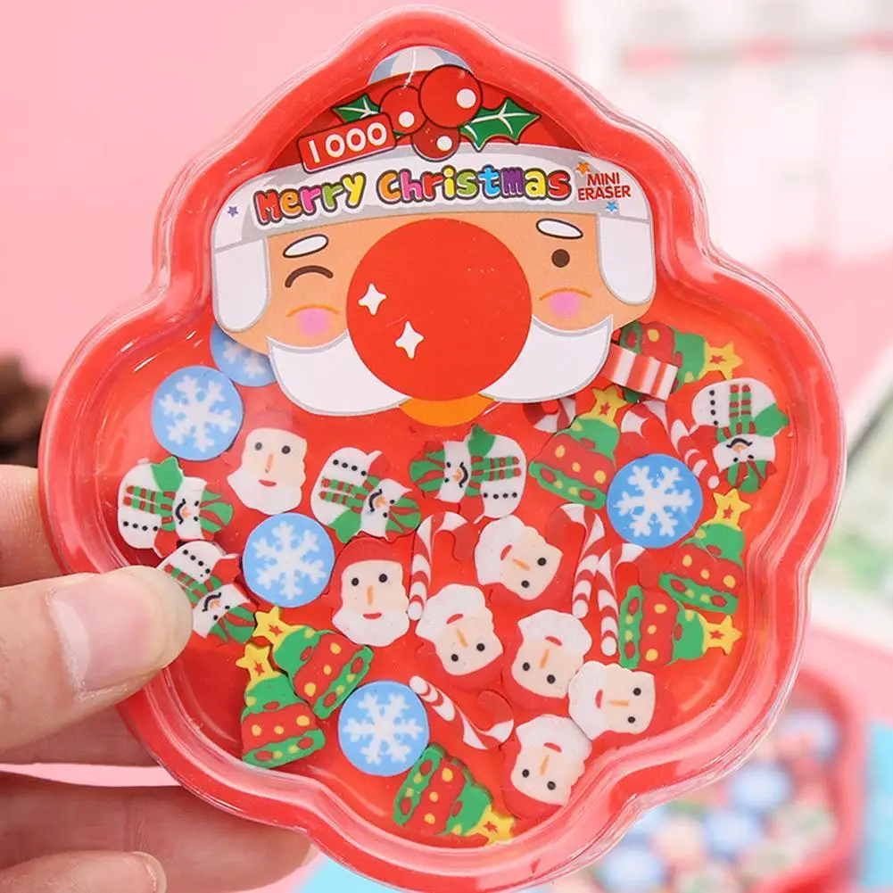 Christmas Mini Eraser Santa Tree Snowflak Cartoon Pencil Erasers Boxed