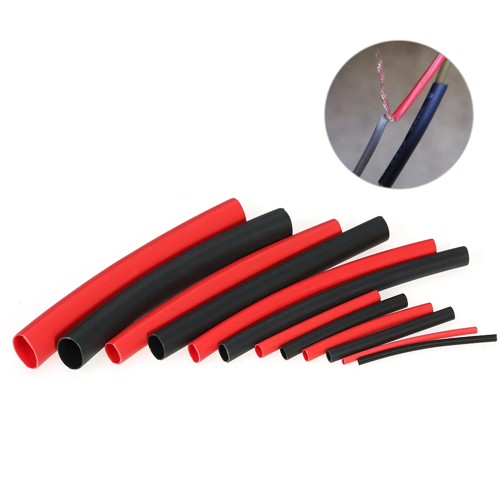 New 270pcs Dual Wall Adhesive Heat Shrink Tubing Kit 3:1 Heat-shrinkable Tube Cable Sleeve Assortment 6 Sizes Black Red | Обустройство