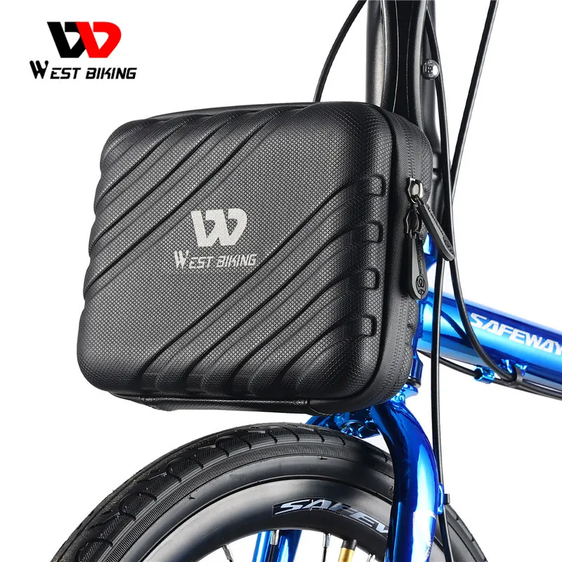 

WEST BIKING Folding Bike Bag Hard Shell Bicycle Front Bag Waterproof 2L Large Capacity Bicycle Bag Pannier Luggage Basket