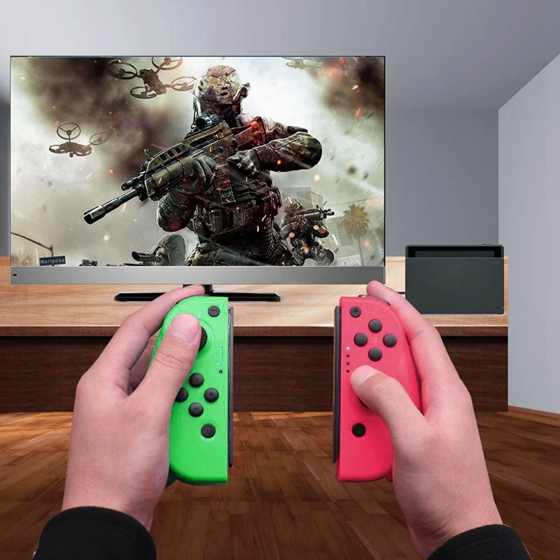 Беспроводной игровой контроллер Bluetooth подходит для ручек Ns Joy-Con(L/R) поддерживает проводной/беспроводной джойстик подключения(розовый+ Gr