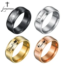 Letdiffery, 8 мм, нержавеющая сталь, выгравированный логотип, персонализированные женские кольца, золотые, черные, индивидуальные, юбилейные, мужские кольца