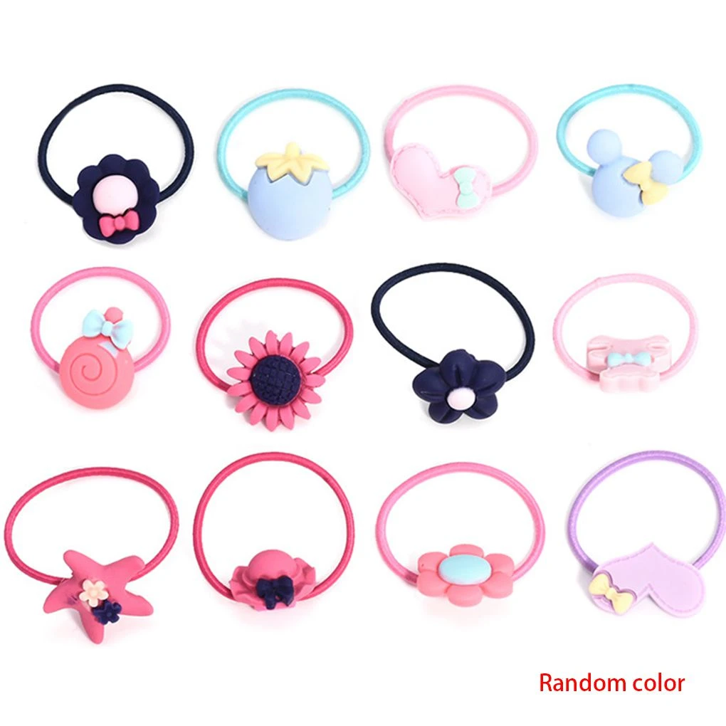 30pcs Flower Heart Hat Kids Girl Hairband Children Elastic Hair Ring Ponytail Hair Band Women S Hair Accessories Aliexpress