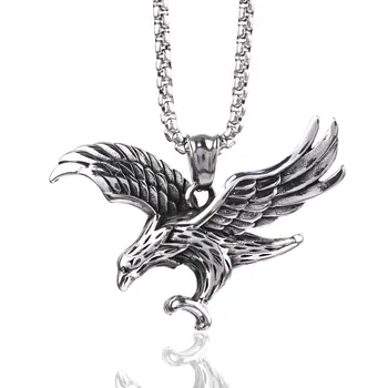 

316 Stainless Steel Eagle Statement Necklace Animal Aigle Charm Pendant Necklace For Men Jewelry Punk With 60cm Long Chain