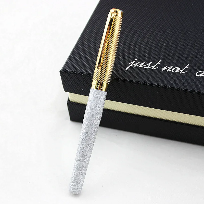 Полностью Металлическая Роскошная деловая Шариковая Ручка-роллер 0,5 мм, средняя заправка золотым зажимом, черная/матовая офисная Ручка-роллер, деловые канцелярские принадлежности