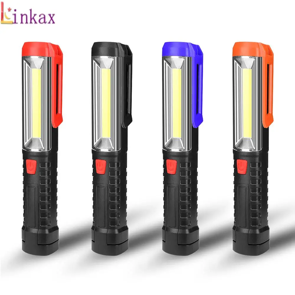 

New Arrival Portable Mini COB LED Pen Light Clip Magnet AA Battery Powered Work Torch Repairing Flashlight Emergency Lamp