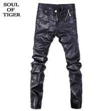 SOUL OF TIGER, корейская мода, повседневные, ПУ, брюки, мужские, негабаритные, винтажные, кожаные штаны, свободные, байкерские, шаровары, зимние, теплые, Pantalon