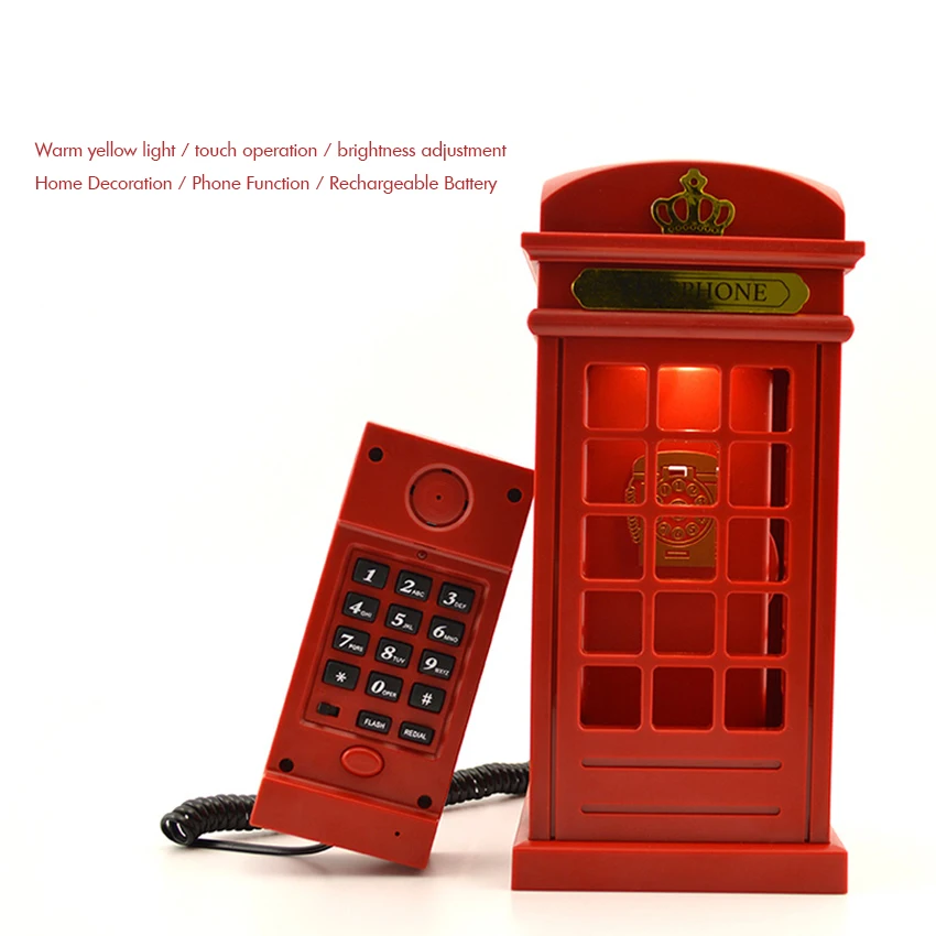 London Telephone Booth Designed USB Charging LED Night Lamp Touch Sensor