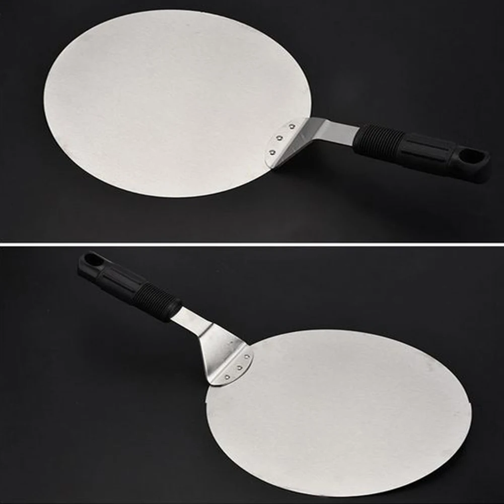 10inch Pizza Shovel Baking Plate Round Stainless Steel Spatula Lifter Pies Peel Cake Holder Paddle Style