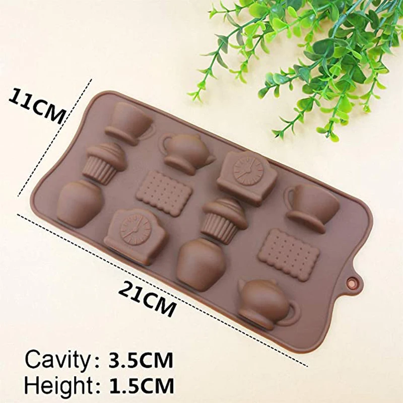 Tee Zeit Silikon Form Nachmittag Teekanne Kaffee Tassen Keks Schokolade Süßigkeiten Form Zum Backen Eiswürfel Tablett Küche Gadgets – Detail 3